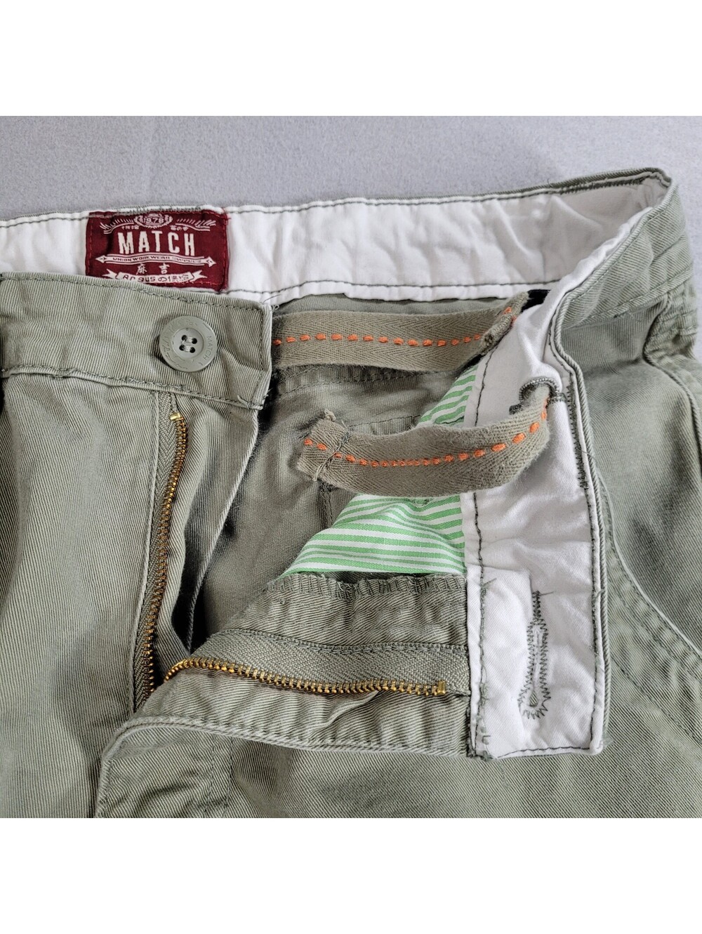 Matchstick Cargo Pants Mens 32x30 Khaki Canvas Straight Leg Pockets Utility - Picture 7 of 9